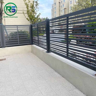 Metal And Steel Durable Aluminum Horizontal Slat Fence PPG Privacy Metal Fences