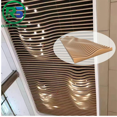 CE Indoor Linear Metal Strip Ceiling Water Drip Suspended Ceiling Aluminium Weather Resistance